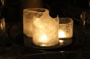 Three ice candles, made using plastic bottles!