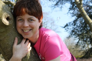 Me hugging a tree - pic taken by my five-year-old daughter!