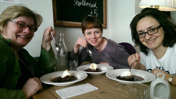 Lucy, me and MG, spoons poised!