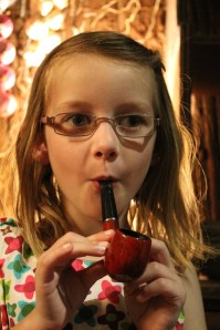 Not totally sure she was meant to put the pipe in her mouth...!