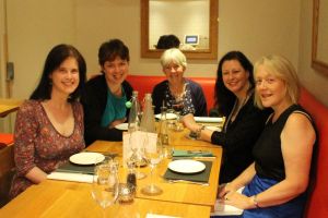 At dinner: Amy Butler Greenfield, me, Juliet Marillier, Kate Forsyth, Katherine Langrish