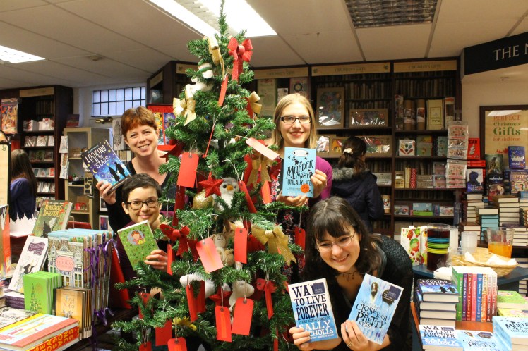 Me, Susie, Robin and Sally, pretending to be baubles...with books