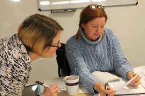 Cathy and Holly discuss a particular drawing