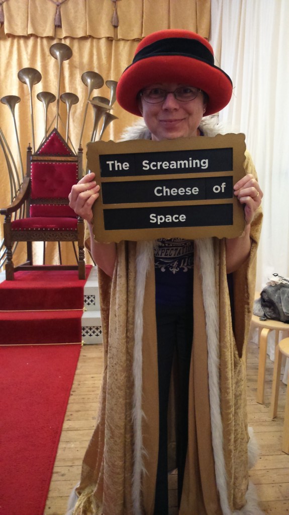 I...er...don't. The Screaming Cheese of Space! Sounds like a Steve Cole book to me...