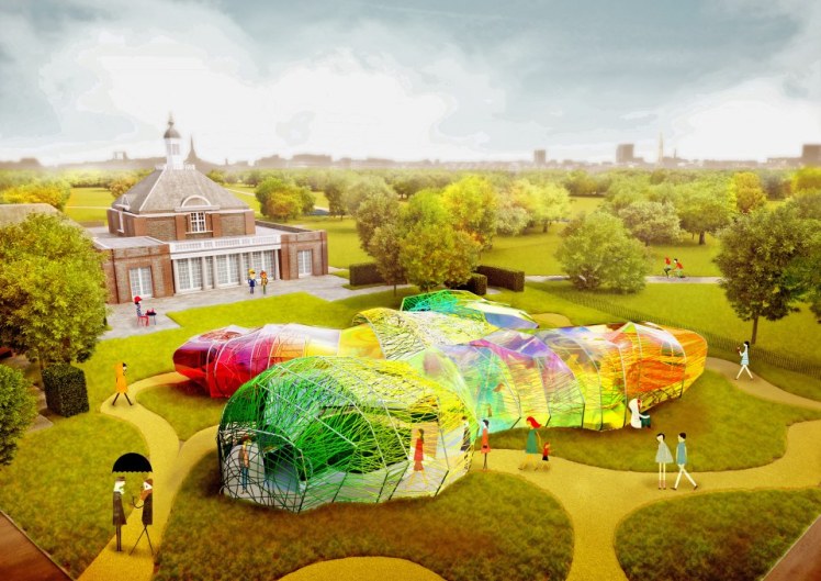 The 2015 Serpentine Pavilion. CGI version (spot the people!) but the real thing does look exactly like this