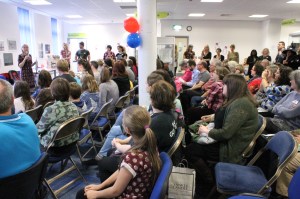 The audience listens to Paula explain how the afternoon will work - there was no room for the authors to sit down, LOL!
