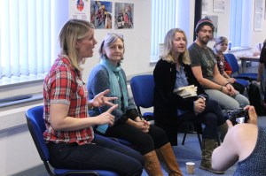 We were divided into panels of four to 'pitch' our books - L-R Tamsyn Murray, Cas Lester, Kate Maryon and Matt Ralphs