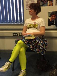 I went as Electrigirl, natch! (photo by the fabulous Chelley Toy, who is SUCH a supporter of all things UKYA and UKMG)