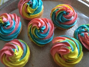 Rainbow cupcakes for Blackwells launch