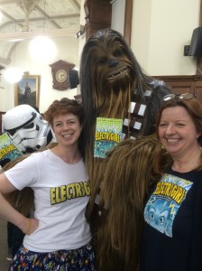 And Cathy and I couldn't pass up the opportunity for our own photo with Chewie and the photobombing stormtrooper!