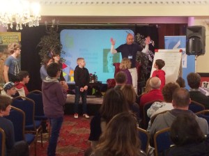 Sarwat demonstrates a flying henchman...